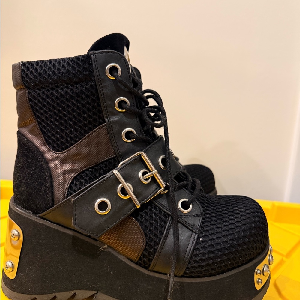 Demonia Black And Silver Heeled Boots - image 4